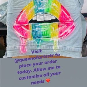 Custom glossy glass lip print jacket